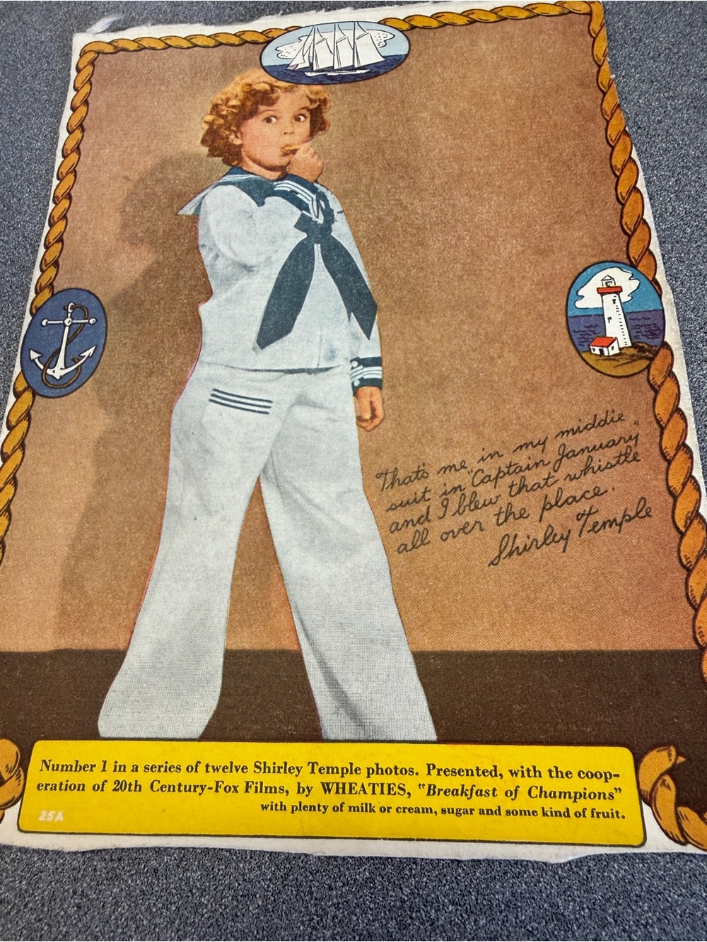#1— 1934 Shirley Temple Wheaties Panel